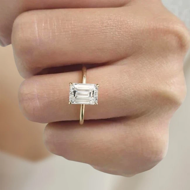 Emerald Cut Moissanite Ring